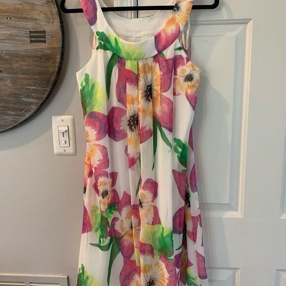 S.L. Fashions Circle Neck Floral Summer Dress 14 - Picture 3 of 3